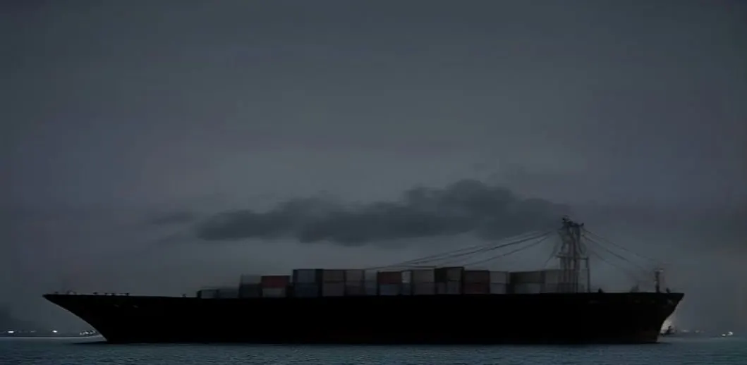 Cargo containers and cranes at Chittagong port at dusk